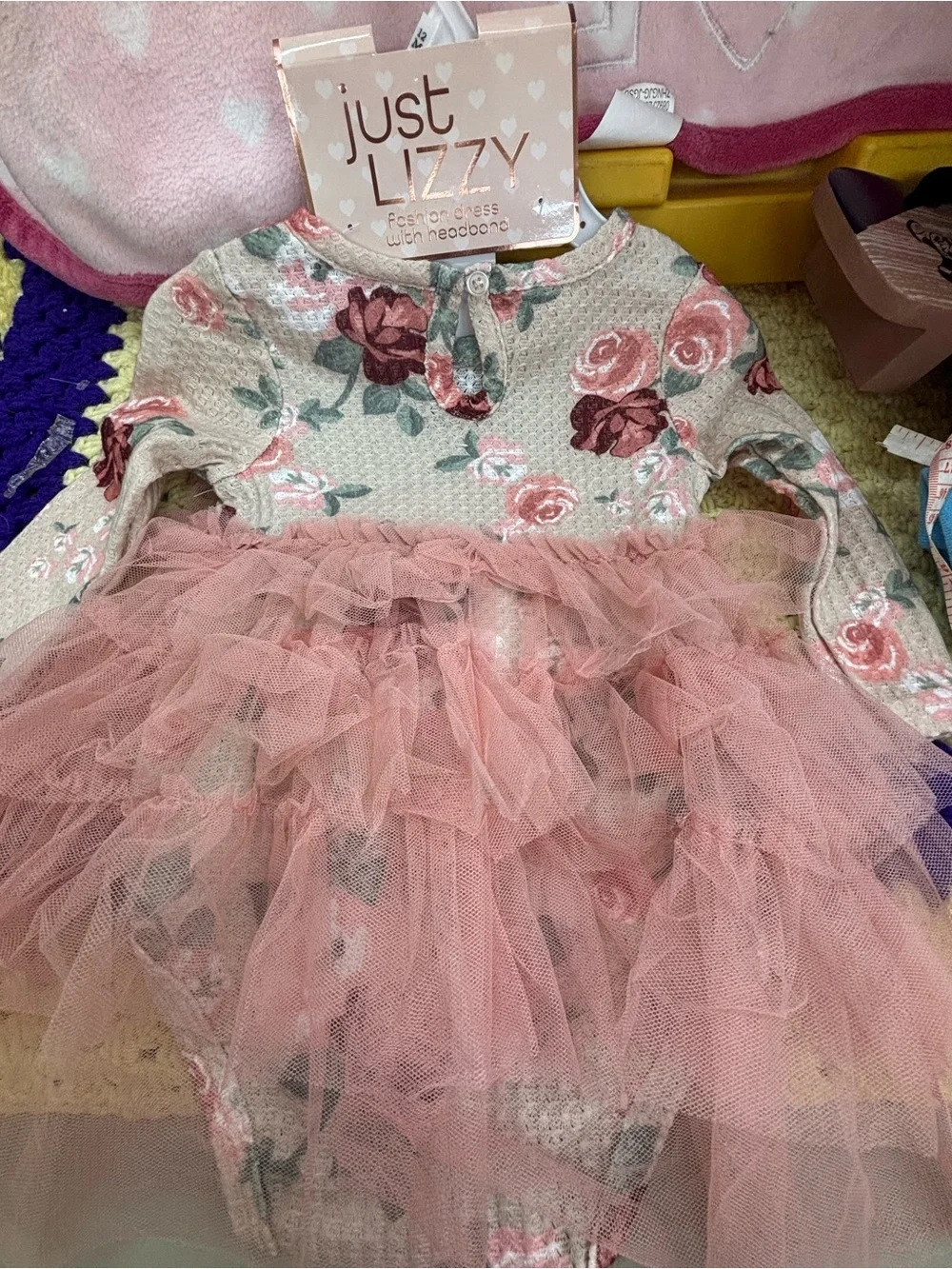 Just lizzy fashion dress + headband girl size 12 months-nwt